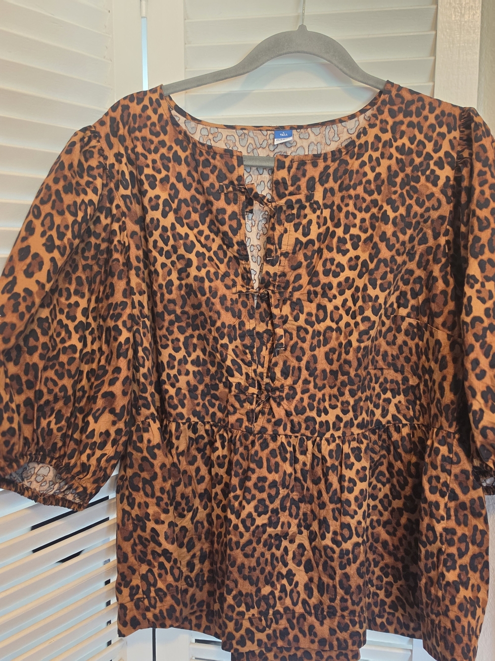 Old Navy Leopard Print Peasant Top - Brown & Black
